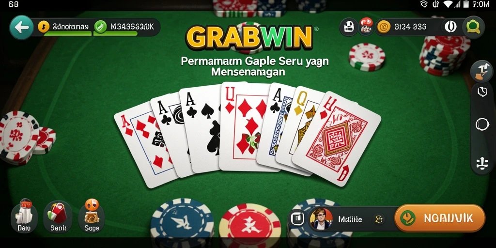 Tampilan gameplay Gaple di GRABWIN dengan teman-teman.